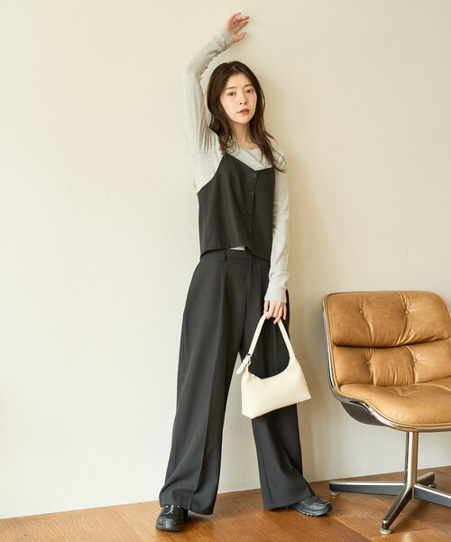 限定展開 ソフトタッチ ツイル キャミ ビスチェ セットアップ