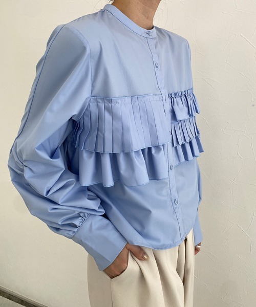 ECLAM(クラム)の「プリーツフリルブラウス(シャツ/ブラウス・レディース・ブルー・L/M)」の17枚目の写真