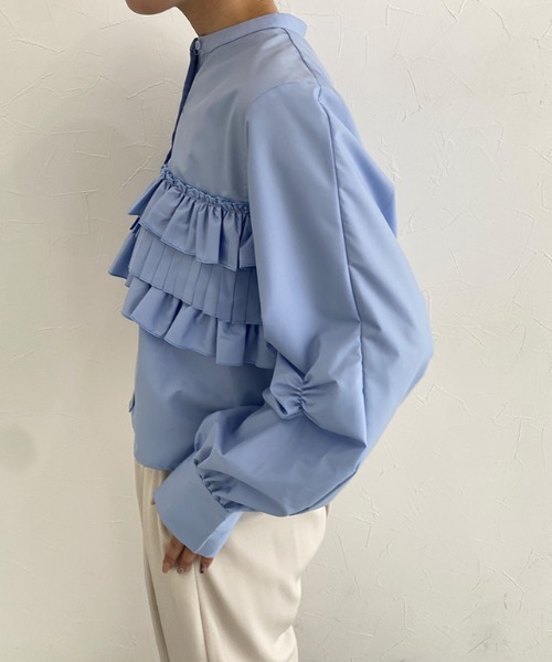 ECLAM(クラム)の「プリーツフリルブラウス(シャツ/ブラウス・レディース・ブルー・L/M)」の19枚目の写真