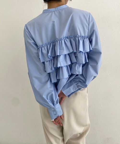 ECLAM(クラム)の「プリーツフリルブラウス(シャツ/ブラウス・レディース・ブルー・L/M)」の21枚目の写真
