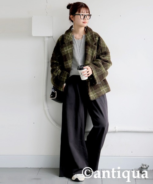 antiqua(アンティカ)の「裏毛ワイドパンツ(その他パンツ・レディース・ブラック/ダークグレー・MEDIUM/LARGE)」の5枚目の写真