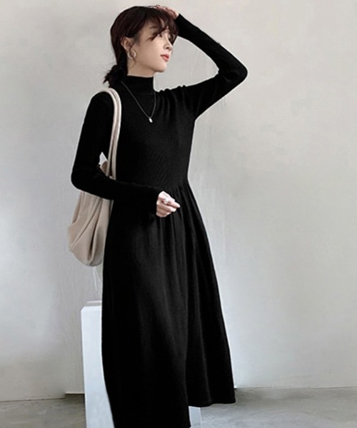 【Mino様】2点　LOUNGEDRESS ニットワンピース　黒　ハイネック Mino様】2点 LOUNGEDRESS ニットワンピース 黒 ハイネック