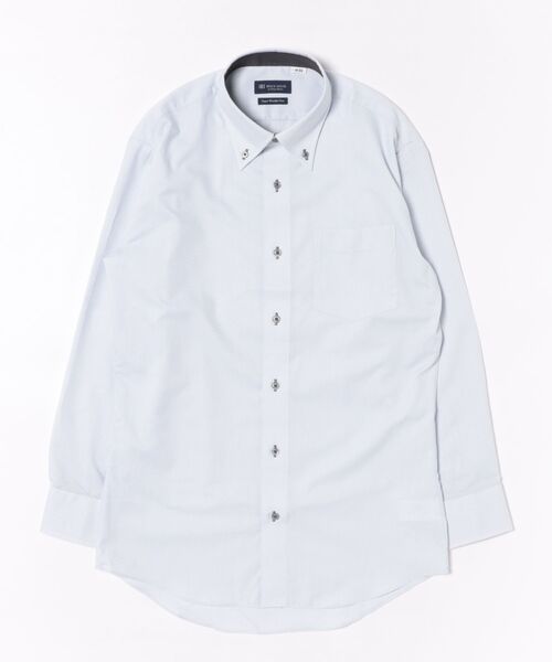TOKYO SHIRTS（トウキョウシャツ）の「【超形態安定】形態安定ノンアイロン ボタンダウン 長袖ビジネスワイシャツ（ビジネスシャツ・メンズ・グレー・首回り39cm-裄丈80cm/首回り39cm-裄丈84cm/首回り41cm-裄丈82cm/首回り41cm-裄丈86cm/首回り42cm-裄丈82cm/首回り42cm-裄丈86cm/首回り43cm-裄丈82cm/首回り43cm-裄丈86cm/首回り37cm-裄丈80cm/首回り37cm-裄丈84cm）」の6枚目の写真