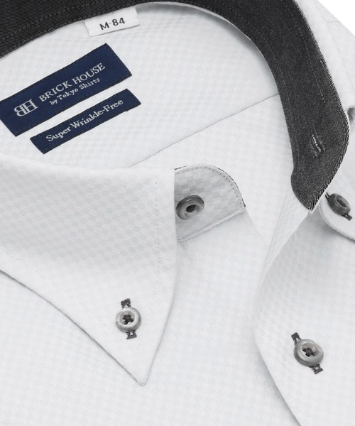 TOKYO SHIRTS（トウキョウシャツ）の「【超形態安定】形態安定ノンアイロン ボタンダウン 長袖ビジネスワイシャツ（ビジネスシャツ・メンズ・グレー・首回り39cm-裄丈80cm/首回り39cm-裄丈84cm/首回り41cm-裄丈82cm/首回り41cm-裄丈86cm/首回り42cm-裄丈82cm/首回り42cm-裄丈86cm/首回り43cm-裄丈82cm/首回り43cm-裄丈86cm/首回り37cm-裄丈80cm/首回り37cm-裄丈84cm）」の2枚目の写真