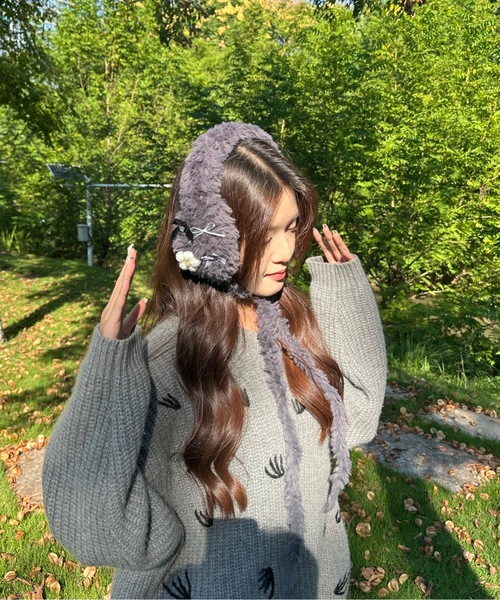 Burner(バーナー)の「【CHI SELECT】ボアフラワーモチーフ 耳あて付きイヤーマフ chi-earmuff-2-15(イヤーマフ・レディース・ブラック/ベージュ/モカ/ダークグレー/ホワイト/ブラウン・FREE)」の19枚目の写真