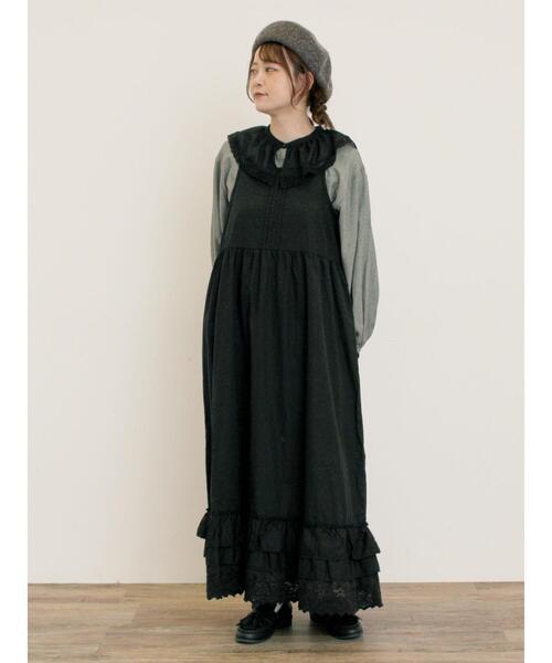 ブラックキャミワンピースS ブラック w closet（ダブルクローゼット）の「【2WAY】ビッグギャザーポケット