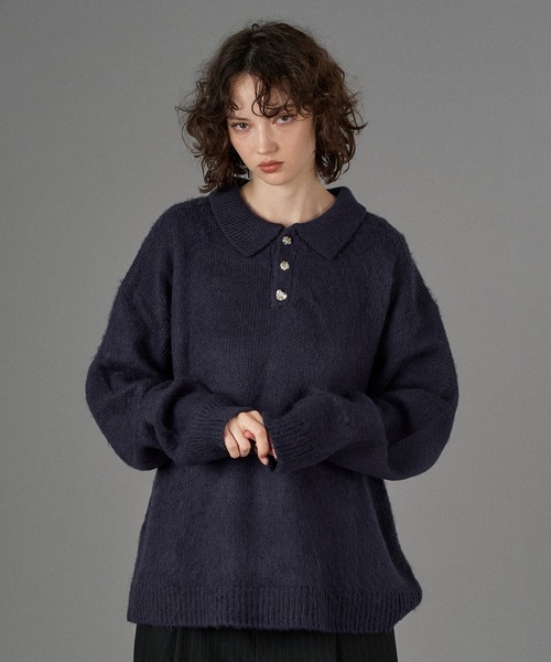 Elanque シャギーニットポロ【10月頭まで】 shaggy knit polo/シャギーニットポロ（ポロシャツ）｜Elanque