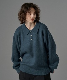 ONCILY(IVF[)SILVER BUTTON SHAGGY KNIT POLO /  Vo[{^VM[jbg|(jbg/Z[^[)