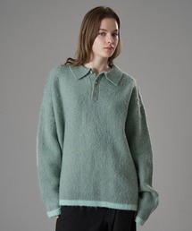ONCILY（オンシェリー）の「SILVER BUTTON SHAGGY KNIT POLO /  シルバーボタンシャギーニットポロ（ニット/セーター）」