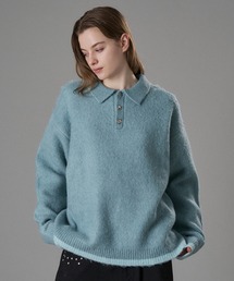 ONCILY | SILVER BUTTON SHAGGY KNIT POLO / シルバーボタンシャギーニットポロ(ニット/セーター)