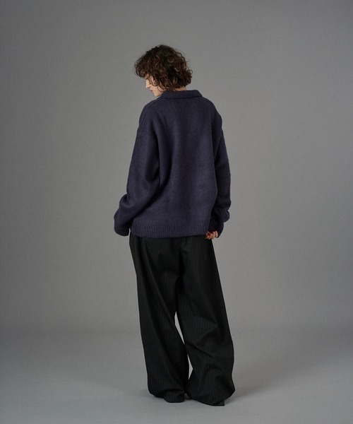 SILVER BUTTON SHAGGY KNIT POLO / シルバーボタンシャギーニットポロ