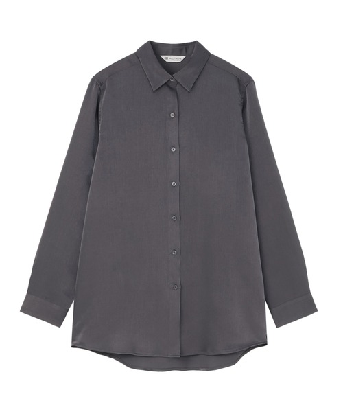 TOKYO SHIRTS(トウキョウシャツ)の「サテン ワイドシルエット レギュラーシャツ(シャツ/ブラウス・レディース・グレー/オフホワイト/ベージュ・M/L/LL)」の1枚目の写真