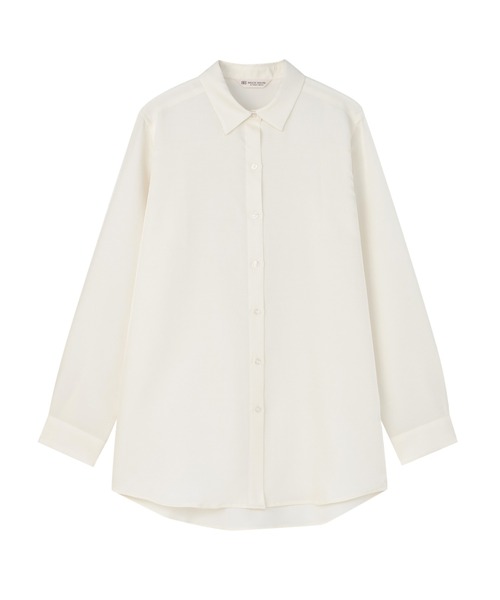 TOKYO SHIRTS(トウキョウシャツ)の「サテン ワイドシルエット レギュラーシャツ(シャツ/ブラウス・レディース・グレー/オフホワイト/ベージュ・M/L/LL)」の4枚目の写真
