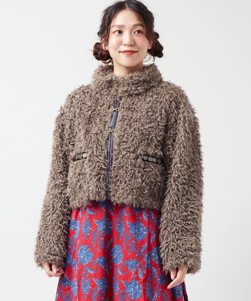 チャイハネ（チャイハネ）の「【チャイハネ】モケリプードルファージャケット（その他アウター・レディース・グレー/ホワイト/ライトベージュ・FREE）」の2枚目の写真