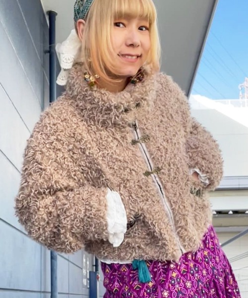 チャイハネ（チャイハネ）の「【チャイハネ】モケリプードルファージャケット（その他アウター・レディース・グレー/ホワイト/ライトベージュ・FREE）」の3枚目の写真