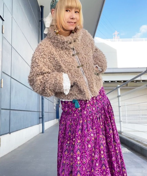 チャイハネ（チャイハネ）の「【チャイハネ】モケリプードルファージャケット（その他アウター・レディース・グレー/ホワイト/ライトベージュ・FREE）」の9枚目の写真