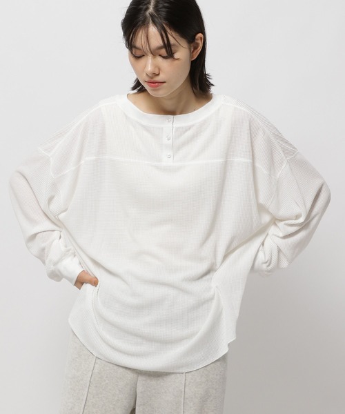 セール】2WAYネックワッフルプルオーバー（Tシャツ/カットソー