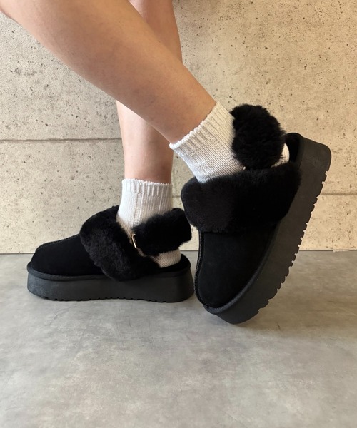 ALL BLACK（オールブラック）の「【本革/スエード/シープファー/厚底/4.5cm】ボリュームサンダル（サンダル・レディース・ブラック/ブラウン・37/39/38/36/40）」の13枚目の写真