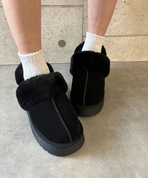 ALL BLACK（オールブラック）の「【本革/スエード/シープファー/厚底/4.5cm】ボリュームサンダル（サンダル・レディース・ブラック/ブラウン・37/39/38/36/40）」の14枚目の写真