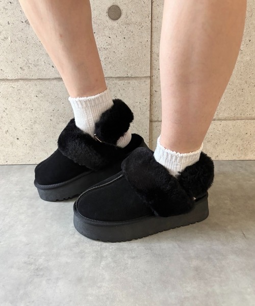 ALL BLACK（オールブラック）の「【本革/スエード/シープファー/厚底/4.5cm】ボリュームサンダル（サンダル・レディース・ブラック/ブラウン・37/39/38/36/40）」の15枚目の写真
