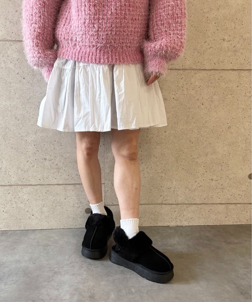 ALL BLACK（オールブラック）の「【本革/スエード/シープファー/厚底/4.5cm】ボリュームサンダル（サンダル・レディース・ブラック/ブラウン・37/39/38/36/40）」の21枚目の写真