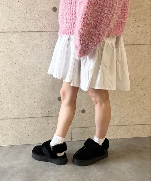 ALL BLACK（オールブラック）の「【本革/スエード/シープファー/厚底/4.5cm】ボリュームサンダル（サンダル・レディース・ブラック/ブラウン・37/39/38/36/40）」の22枚目の写真