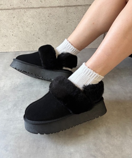 本革/スエード/シープファー/厚底/4.5cm】ボリュームサンダル ALL