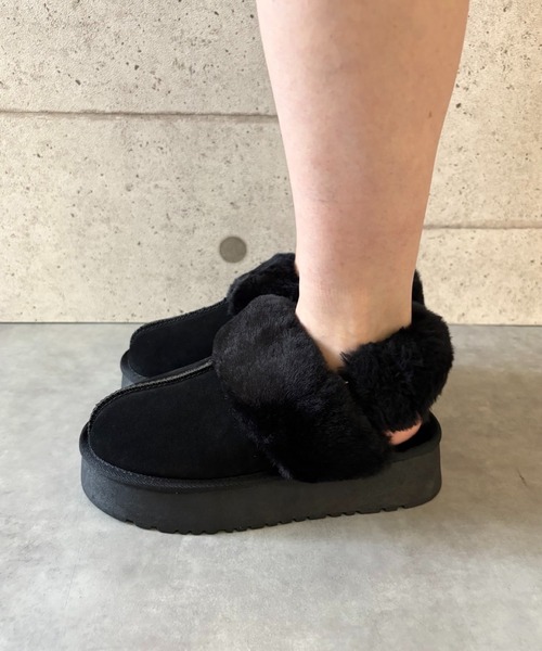 本革/スエード/シープファー/厚底/4.5cm】ボリュームサンダル ALL