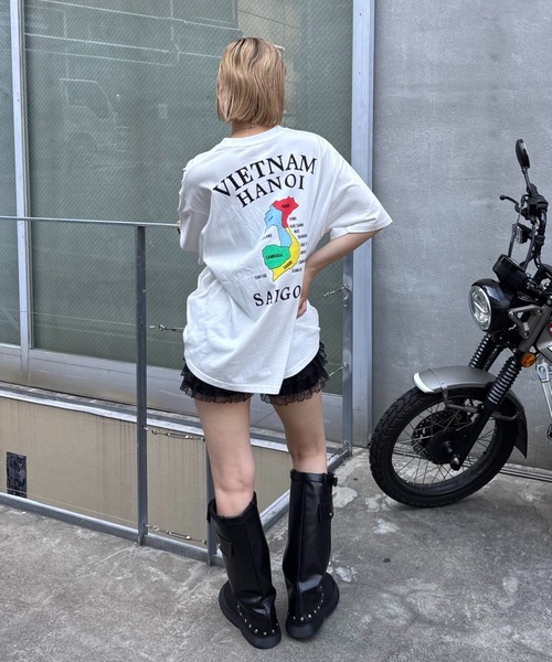 WHO'S WHO gallery（フーズフーギャラリー）の「【Sourcream/サワークリーム】虎刺繍ベトナムグラフィックT（Tシャツ/カットソー・レディース・ホワイト/チャコールグレー・SMALL/LARGE/MEDIUM）」の13枚目の写真