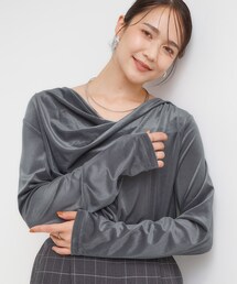 Cutie Blonde（キューティーブロンド）の「【S-LL】ベロア調ドレープデザインカットソー（Tシャツ/カットソー）」