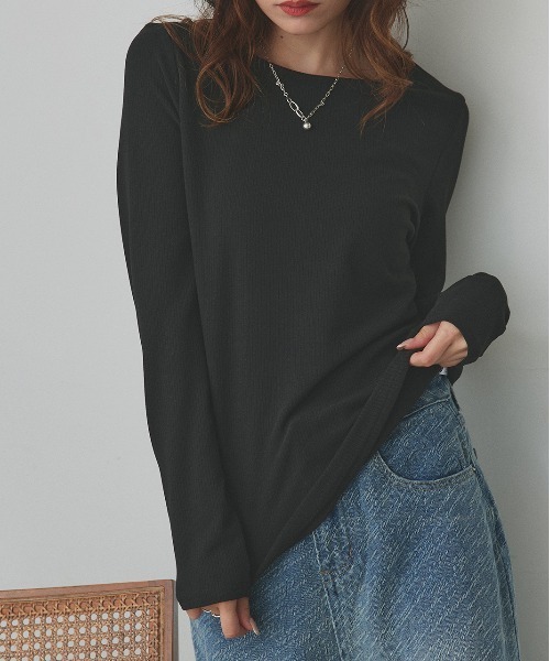 ad thie(アドティエ)の「CICA配合 前後2WAY リブトップス(Tシャツ/カットソー・レディース・オフホワイト/ブラック・LARGE/MEDIUM)」の19枚目の写真