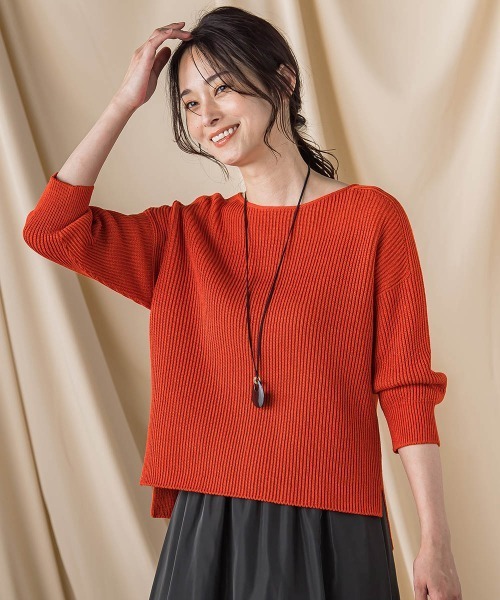 LAUTREAMONT(ロートレアモン)の「ラメミックスニットプルオーバー≪手洗い可能≫(ニット/セーター・レディース・ベージュ/レッド・9号)」の2枚目の写真