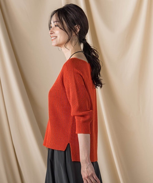 LAUTREAMONT(ロートレアモン)の「ラメミックスニットプルオーバー≪手洗い可能≫(ニット/セーター・レディース・ベージュ/レッド・9号)」の9枚目の写真