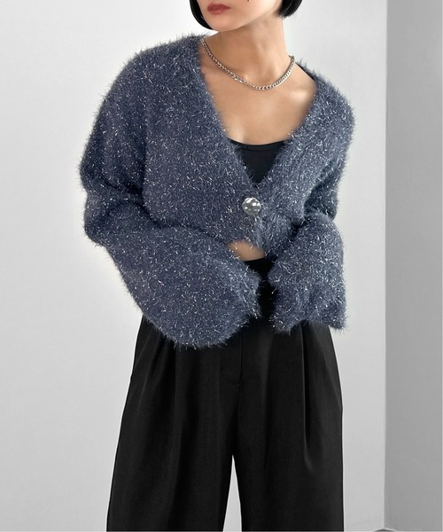 セール】【LVEU.】ラメシャギーニットカーディガン / トップス