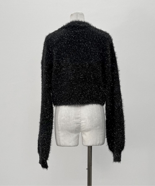 LVEU.（ラブユ.）の「【LVEU.】ラメシャギーニットカーディガン / トップス カーディガン カーデ 羽織り シャギー 起毛 クロップド ショート ボレロ ラメ ブラック ネイビー ZOZOTOWN限定（カーディガン/ボレロ・レディース・ネイビー/ブラック・FREE）」の20枚目の写真