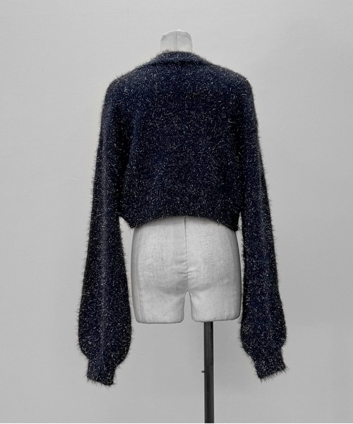 LVEU.（ラブユ.）の「【LVEU.】ラメシャギーニットカーディガン / トップス カーディガン カーデ 羽織り シャギー 起毛 クロップド ショート ボレロ ラメ ブラック ネイビー ZOZOTOWN限定（カーディガン/ボレロ・レディース・ネイビー/ブラック・FREE）」の22枚目の写真