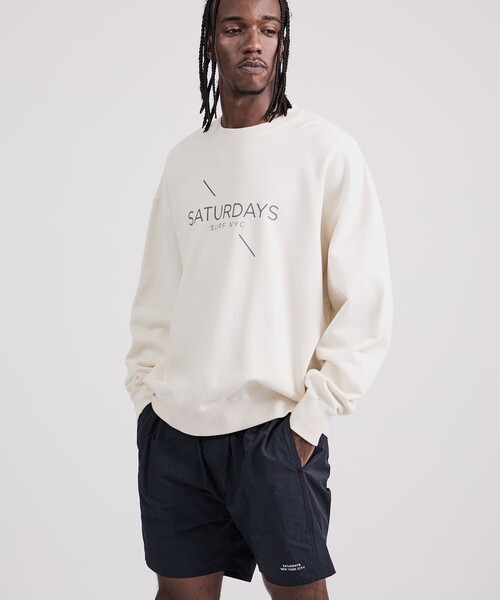 Saturdays NYC（サタデーズ ニューヨークシティ ）の「Bowery Pigment Dye Surf Sweatshirt（スウェット・メンズ・オフホワイト/ブルー/ブラック・X-SMALL/M/S/XL/L/XXL）」の2枚目の写真