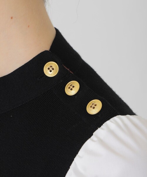 ブルーレーベルクレストブリッジ　ニットドッキングワンピース　チェック　金ボタン BLUE LABEL CRESTBRIDGE（ブルーレーベルクレストブリッジ）の