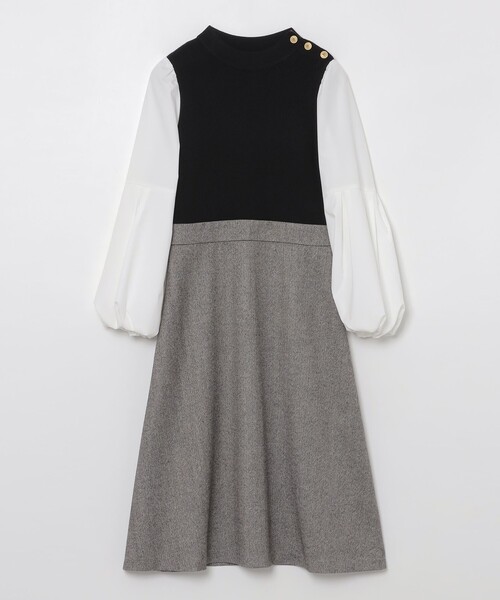 ツイードニットドッキングドレス（ワンピース）｜BLUE LABEL