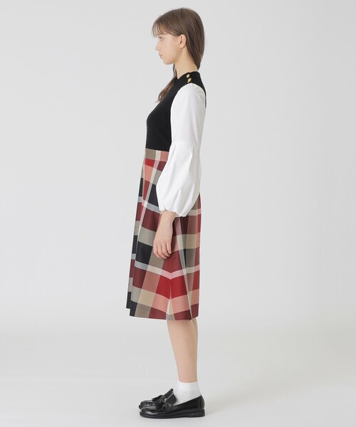 セール】ツイードニットドッキングドレス（ワンピース）｜BLUE LABEL