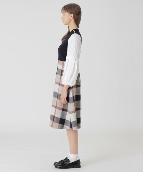 ツイードニットドッキングドレス（ワンピース）｜BLUE LABEL