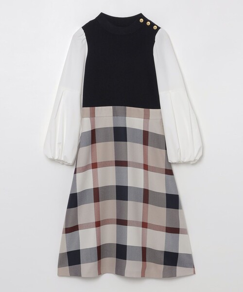 ツイードニットドッキングドレス（ワンピース）｜BLUE LABEL