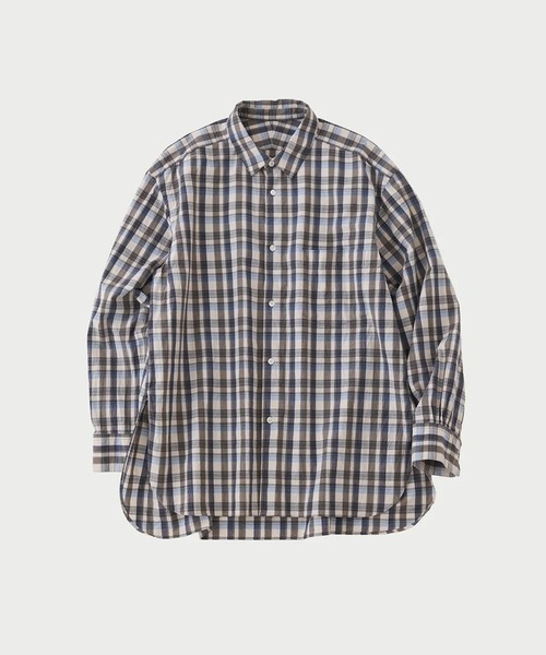 URU TOKYO(ウルトーキョー)の「【URU TOKYO】REGULAR COLLAR L/S CHECK SHIRTS(シャツ/ブラウス・メンズ・カーキ/サックスブルー・1/2)」の2枚目の写真