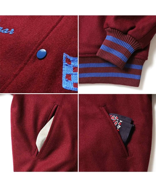 HOUSTON(ヒューストン)の「HOUSTON メルトンスタジャン(FREMONT)(スタジャン・メンズ・マルーン/ブルー/ブラック・LARGE/X-LARGE/XX-LARGE/MEDIUM)」の9枚目の写真