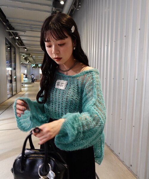 yamada企画/WEB限定/】シアーモヘアライクタグニット（ニット/セーター