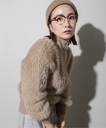 シャギーファー ジップニット