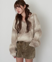 RAY CASSIN | グラデーションスキッパーフードチュニック(ニット/セーター)