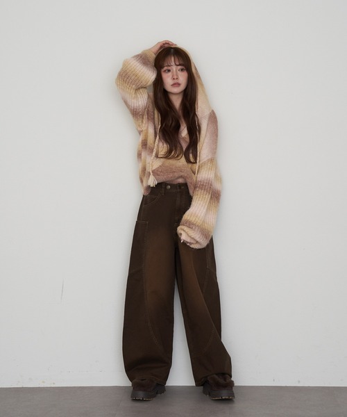 RAY CASSIN(レイカズン)の「グラデーションスキッパーフードチュニック(ニット/セーター・レディース・チャコールグレー/ブルー/ブラウン系その他2・FREE)」の17枚目の写真