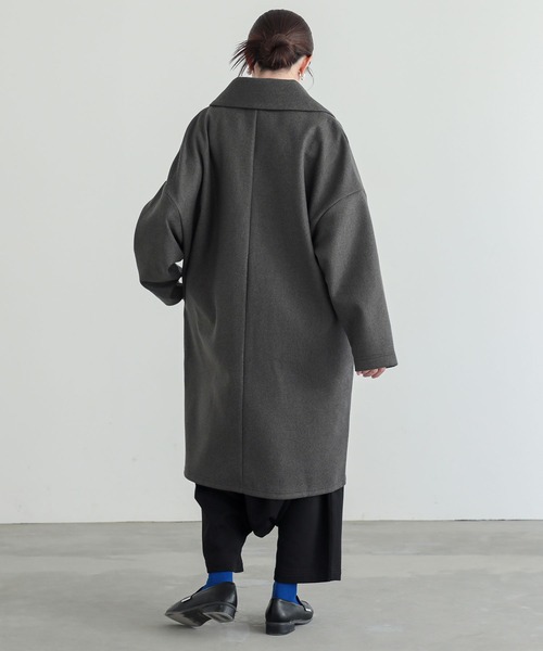 n'OrLABEL（ノアールレーベル）の「『ウールライクショールカラーコート』（チェスターコート・レディース・ブラック/チャコールグレー・FREE）」の14枚目の写真