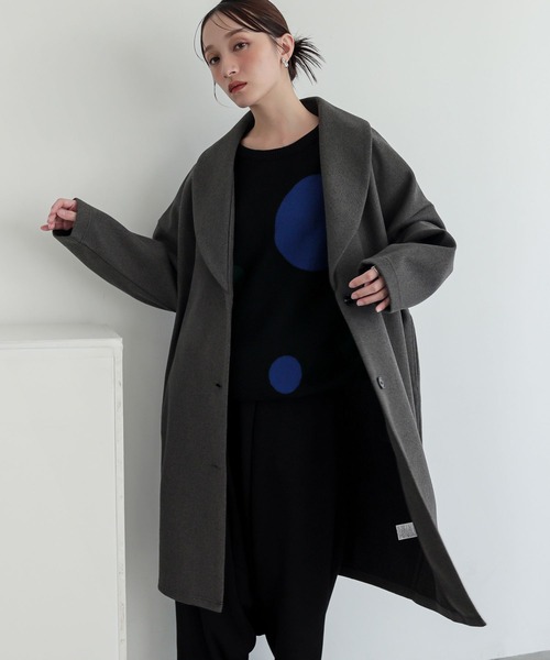 n'OrLABEL（ノアールレーベル）の「『ウールライクショールカラーコート』（チェスターコート・レディース・ブラック/チャコールグレー・FREE）」の8枚目の写真